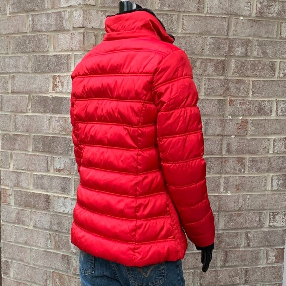 Nautica Red Puffer Water Resistant Midweight Jacket Sz S - Picture 4 of 16